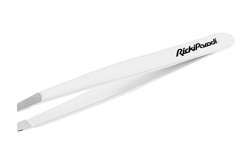 Pinzas Rickiparodi Biseladas Acero inoxidable Blancas 9 cm