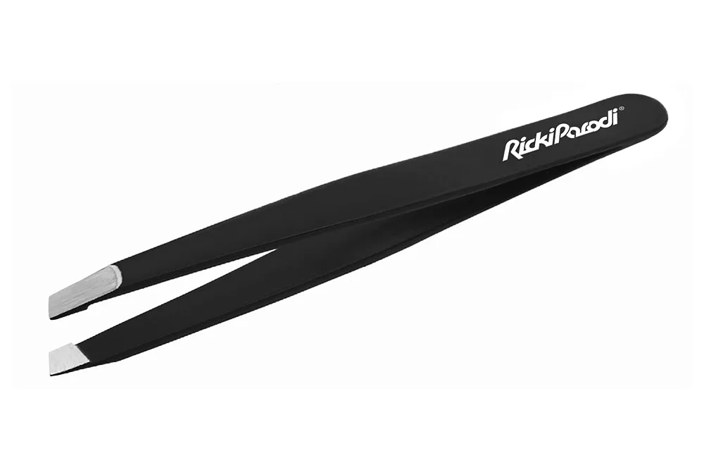 Pinzas Rickiparodi Biseladas Acero inoxidable Negras 9 cm