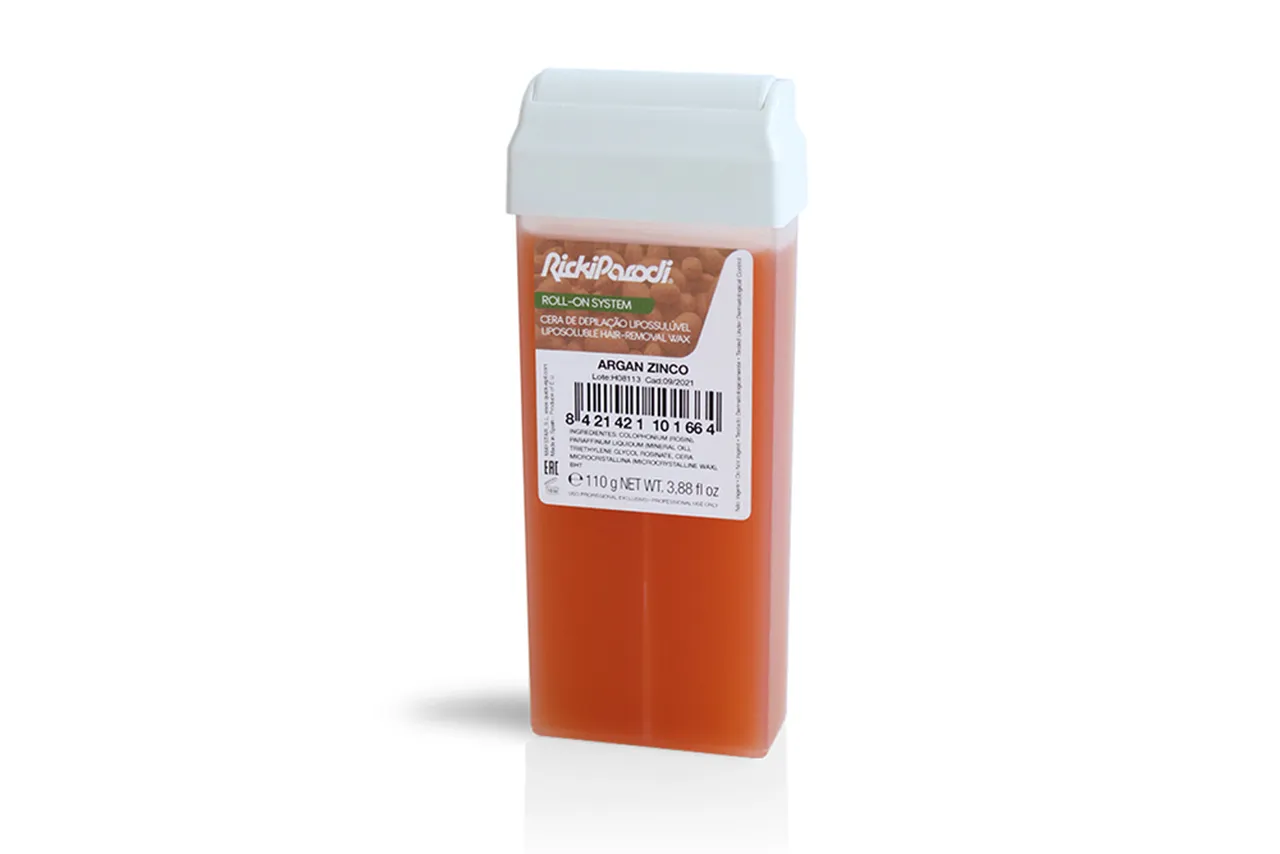 Rollo cera tibia cartucho Rickiparodi Óxido de Zinc & Argán 110 ml